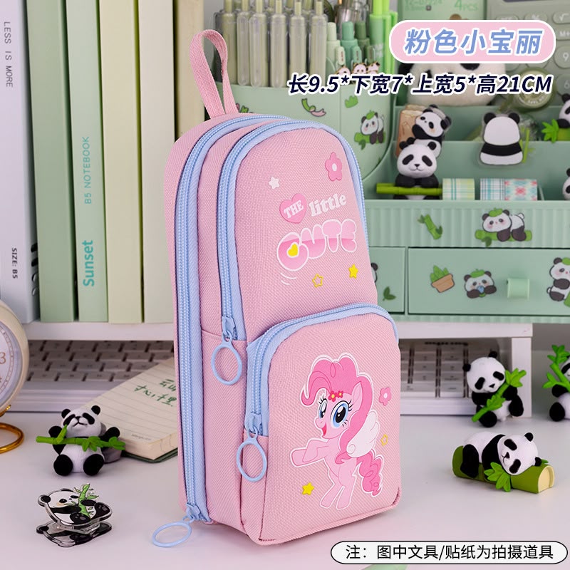 Cute Pink 3-Layer Pencil Case for Kids