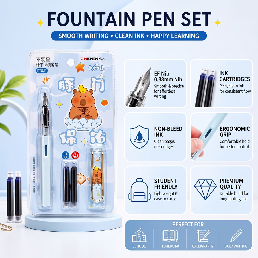 Ergonomic Fountain Pen Set for Students