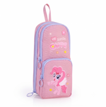 Cute Pink 3-Layer Pencil Case for Kids