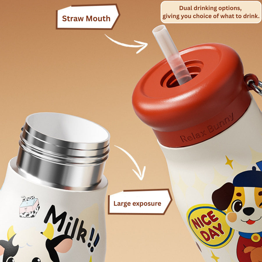 450ml 3D Dog Insulated Water Bottle – Red