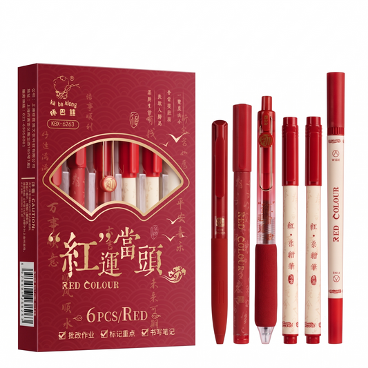 Red Gel Pen Set of 6 – Smooth Writing