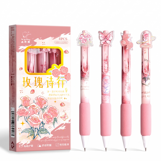 Butterfly Gel Pen Set of 4 – 0.5mm Black Ink